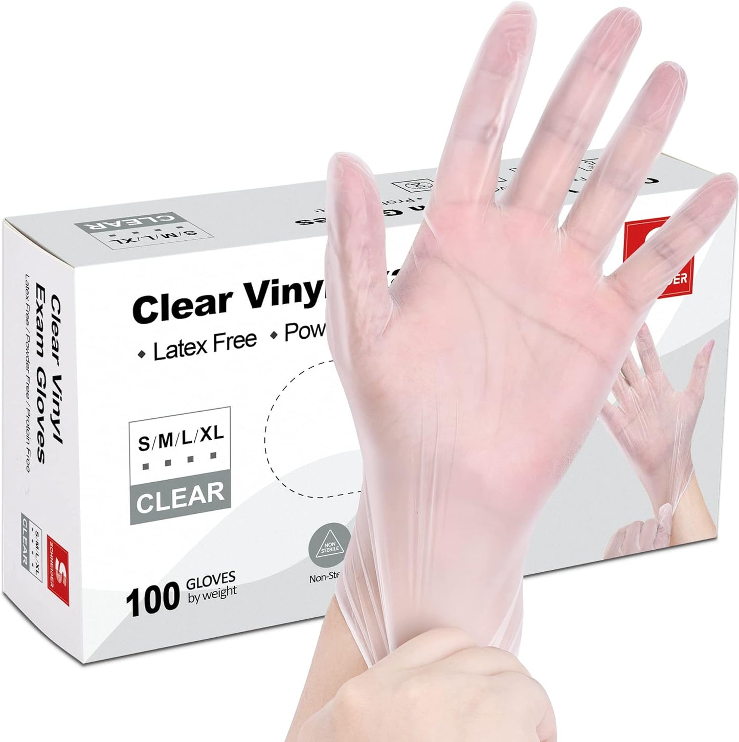 Clear Vinyl Exam Gloves, Latex-Free, Disposable Medical Gloves, Cleaning Gloves, Food Safe, Powder-Free, 4 Mil