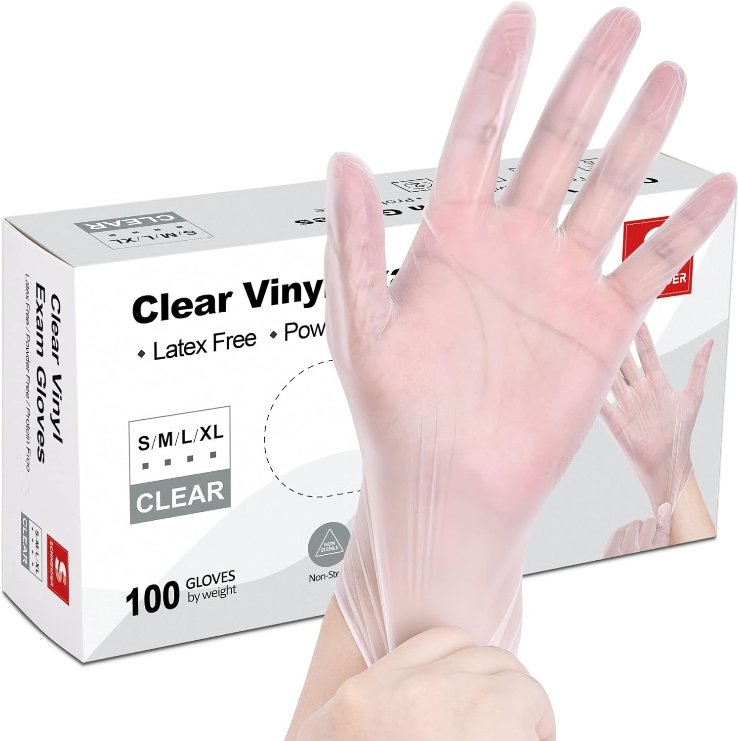 Clear Vinyl Exam Gloves, Latex-Free, Disposable Medical Gloves, Cleaning Gloves, Food Safe, Powder-Free, 4 Mil
