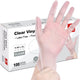 Clear Vinyl Exam Gloves, Latex-Free, Disposable Medical Gloves, Cleaning Gloves, Food Safe, Powder-Free, 4 Mil