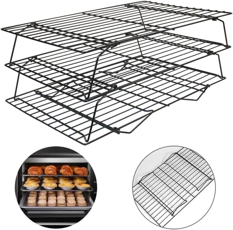 SCDGRW 3-Tier Stackable Cooling Racks, Stainless Steel Wire Rack Baking Rack Oven Rack Cookie Rack Oven Safe, Rust-Resistant Non-Stick Cooling Grilling for Baking, Cooking, Roasting 15”X 10"