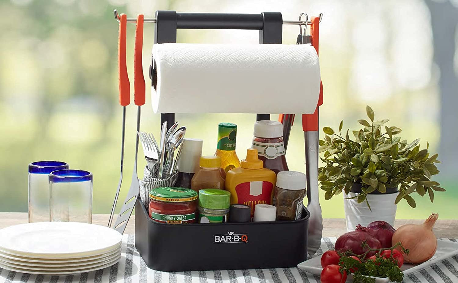 Adjustable Grilling Caddy | Store All Your Grilling Accessories in One Place | Roller Towel Holder | Reduce Mess While Grilling