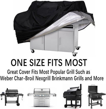 Grill Cover, Waterproof BBQ Grill Cover, 58 Inch Rip-Proof and Anti-Uv Barbecue Gas Grill Cover Compatible for Weber Char-Broil Nexgrill Grills and More