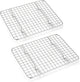 Small Baking Cooling Rack Set of 2, E-Far Stainless Steel Toaster Oven Rack for Cooking Roasting Grilling Meat, 8.6” X 6.2” Metal Bakeable Wire Rack for Cookie Cake Bacon - Dishwasher Safe