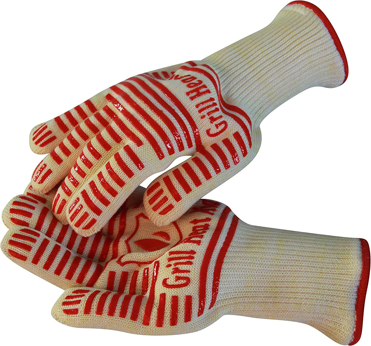 Extreme 932°F Heat Resistant - Light-Weight, Flexible BBQ Gloves - 100% Cotton Lining for Super Comfort. Red, One Size.