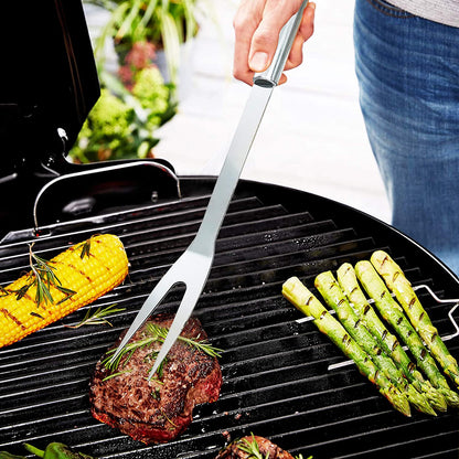 Stainless Steel BBQ Grill Tool Kit 20 PCS + Carrying Bag Set : Tong, Basting Brush, Spatula, Cleaning Brush, Meat Fork, 7 Skewers, 8 Corn Holders for Picnic Camping Cooking Grilling