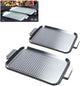 COOK TIME Grill Pan Set of 2, BBQ Grill Topper for Outdoor Grill, Stainless Steel Grilling Baskets with Holes and Handles, Perforated Food Tray Barbecue Accessories for Vegetable, Fish, Meat, Seafood