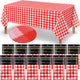Chumia 12 Pieces Plastic Checked Picnic Tablecloth Rectangle Disposable Gingham Table Cloth 54 X 108 Inch 8 Foot Waterproof Camping Table Covers for Barbecue Holiday Birthday Parties (Red Checkered)