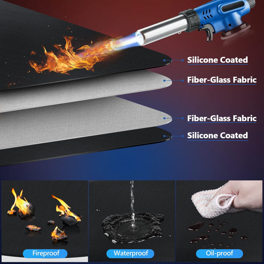 Large under Grill Mat, 65×38 Inches Grill Mats for Outdoor Grill, Double-Sided Fireproof Oil Proof Grill Mat for Outdoor Charcoal, Flat Top, Smokers, Gas Grills, BBQ, Reusable Deck Patio Protect Mat