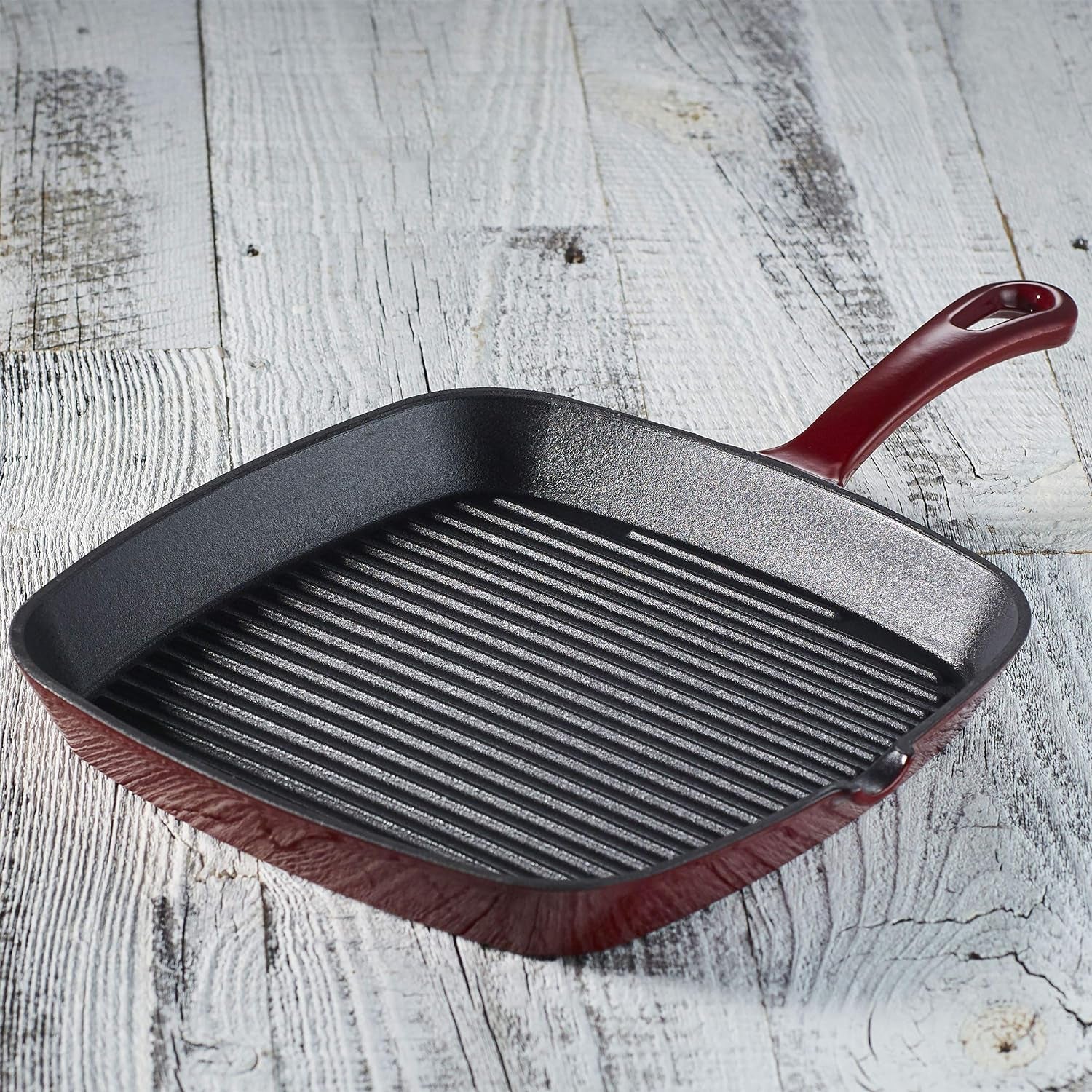 CI30-23CR Chef'S Classic Enameled Cast Iron 9-1/4-Inch Square Grill Pan, Cardinal Red
