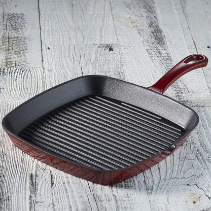 CI30-23CR Chef'S Classic Enameled Cast Iron 9-1/4-Inch Square Grill Pan, Cardinal Red