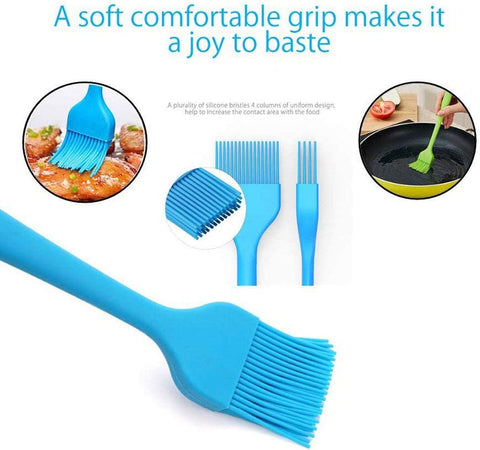 Image of Grill Basting Brush Silicone Pastry Baking Brush BBQ Sauce Marinade Meat Glazing Oil Brush Heat Resistant, Kitchen Cooking Baste Pastries Cakes Desserts, Dishwasher Safe 4Pack