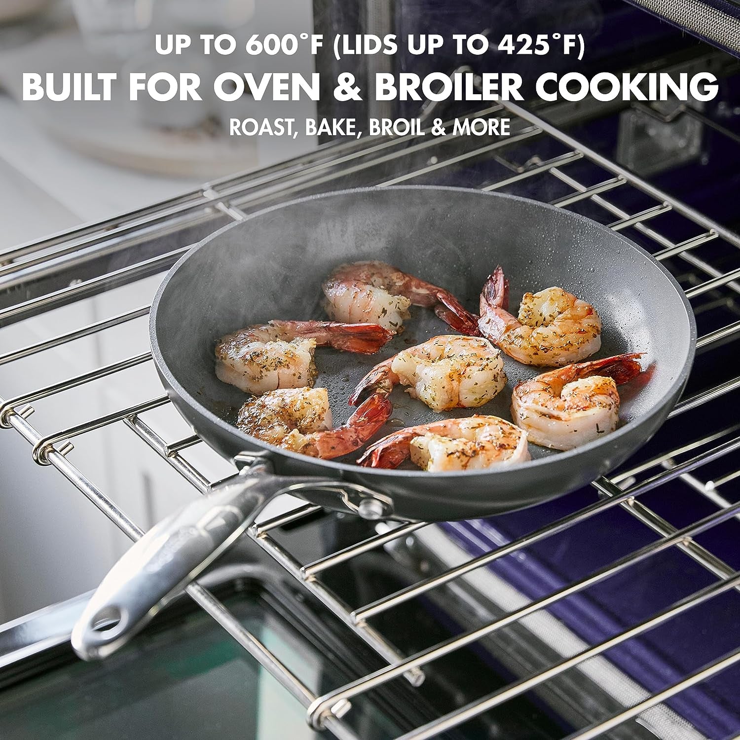 Valencia Pro Hard Anodized Healthy Ceramic Nonstick 22 Piece Cookware Pots & Pans Set, Fry Grill, Griddle, Saute & Sauce Pans, Stockpot,Lids, Pfas-Free, Induction, Dishwasher & Oven Safe,Gray