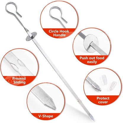 Amestar 12 Pack Kabob Skewers BBQ Barbecue Skewers Stainless Steel Sticks 13.7 Inch Heavy Duty Large Wide Reusable with Slider Ideal for Shish Kebab Chicken Shrimp and Vegetables