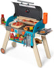 Melissa & Doug Wooden Deluxe Barbecue Grill, Smoker and Pizza Oven Play Food Toy for Pretend Play Cooking for Kids