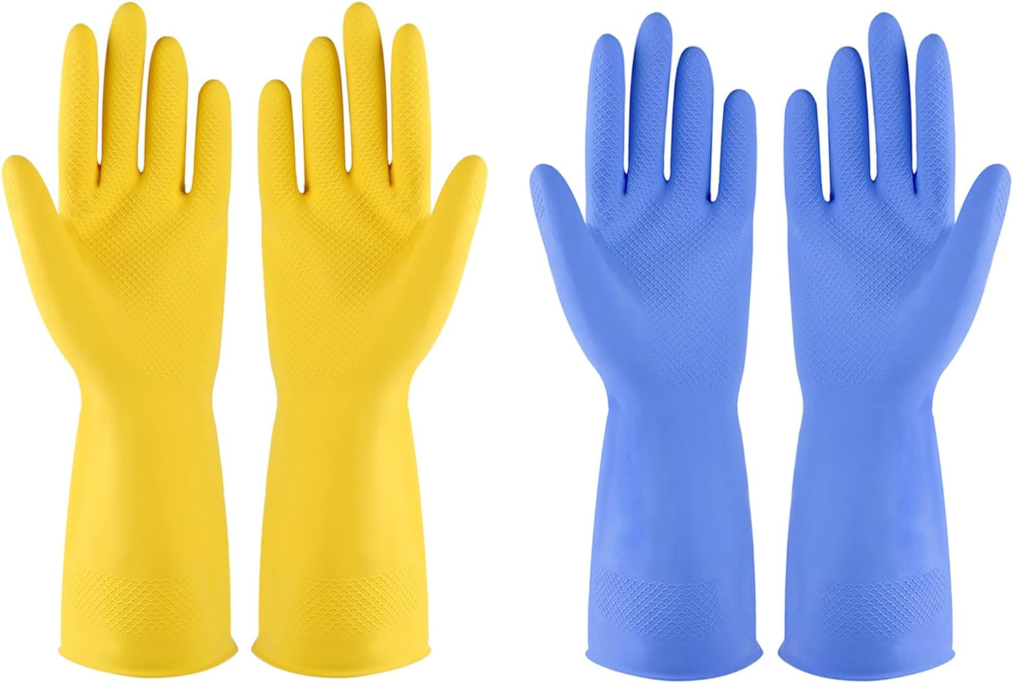 Rubber Gloves Dishwashing 2 or 4 Pairs for Kitchen,Cleaning Gloves for Household Reuseable.