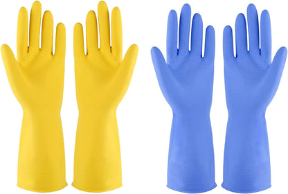 Rubber Gloves Dishwashing 2 or 4 Pairs for Kitchen,Cleaning Gloves for Household Reuseable.