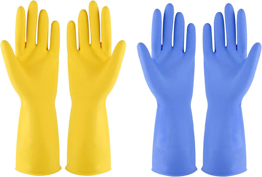 Rubber Gloves Dishwashing 2 or 4 Pairs for Kitchen,Cleaning Gloves for Household Reuseable.