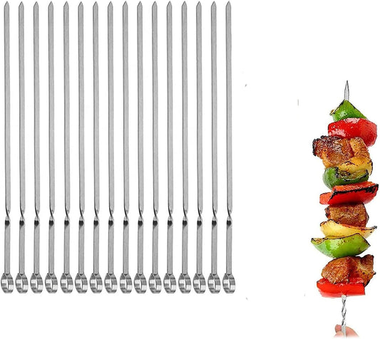 Metal Skewers for Grilling,Kabob Skewers,Flat BBQ Barbecue Skewer,Grilling Skewers Set,Reusable BBQ (14" Skewers(16 Pack))