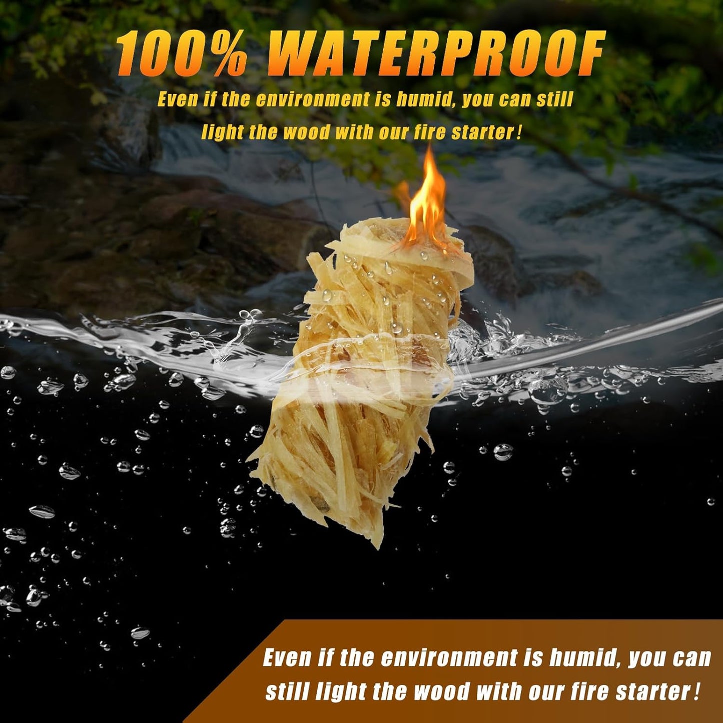 Fire Starter Indoor/Outdoor-10+ Min Burn | Waterproof Windproof Non-Toxic | Perfect for Camping Grilling Fireplaces | 50Pcs Firelights