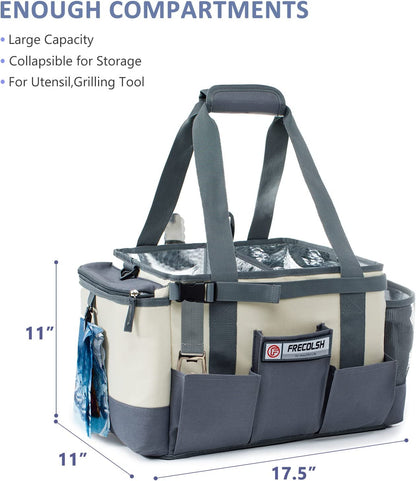 Large Grill Caddy-Bbq/Tailgating Accessories, Bbq/Camping Caddy -Blackstone Grill Condiment Holder-Camping Gear-Grilling Bag-Camper Must Have Bag - Grilling Gifts for Men, Father'S Day