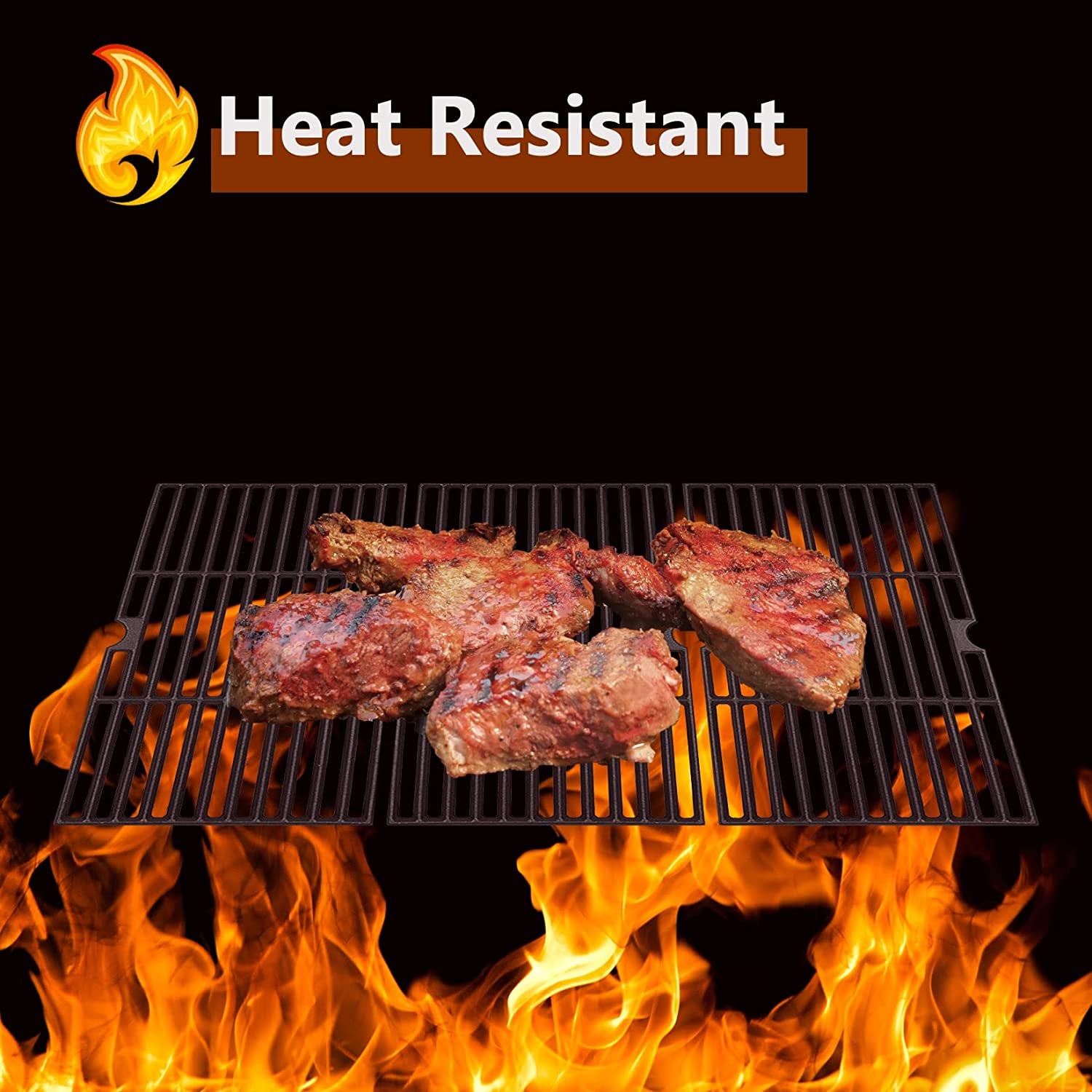 Grill Grates Replace for Charbroil 463420508, 463420509, 463420511 463436213 463436214 463440109, Master Chef, Thermos, Backyard and Others Grills, 16 7/8" Cast Iron Grill Grates(Set of 3)