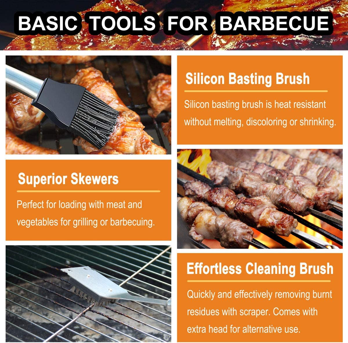20PCS Heavy Duty BBQ Grill Tools Set - Extra Thick Stainless Steel Spatula, Fork& Tongs. Complete Barbecue Accessories Kit in Aluminum Storage Case - Perfect Grill Gifts for Men
