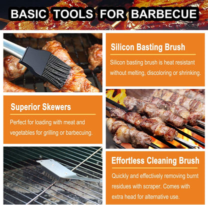 20PCS Heavy Duty BBQ Grill Tools Set - Extra Thick Stainless Steel Spatula, Fork& Tongs. Complete Barbecue Accessories Kit in Aluminum Storage Case - Perfect Grill Gifts for Men