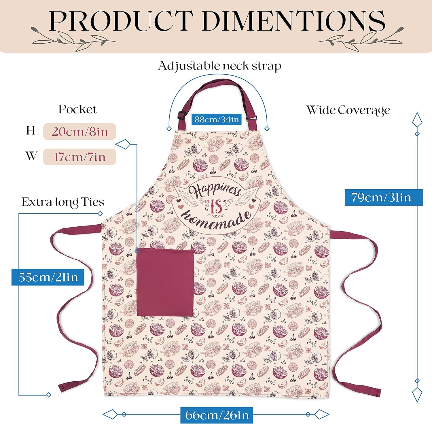 Waterproof Apron for Women with Large Pocket for Cooking & Baking - Oil and Stain Repellent