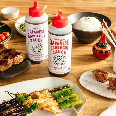 Image of Bachan'S Variety Pack Japanese Barbecue Sauce, (1) Original, (1) Miso, BBQ Sauce for Wings, Chicken, Beef, Pork, Seafood, Noodles, and More. Non GMO, No Preservatives, Vegan, BPA Free