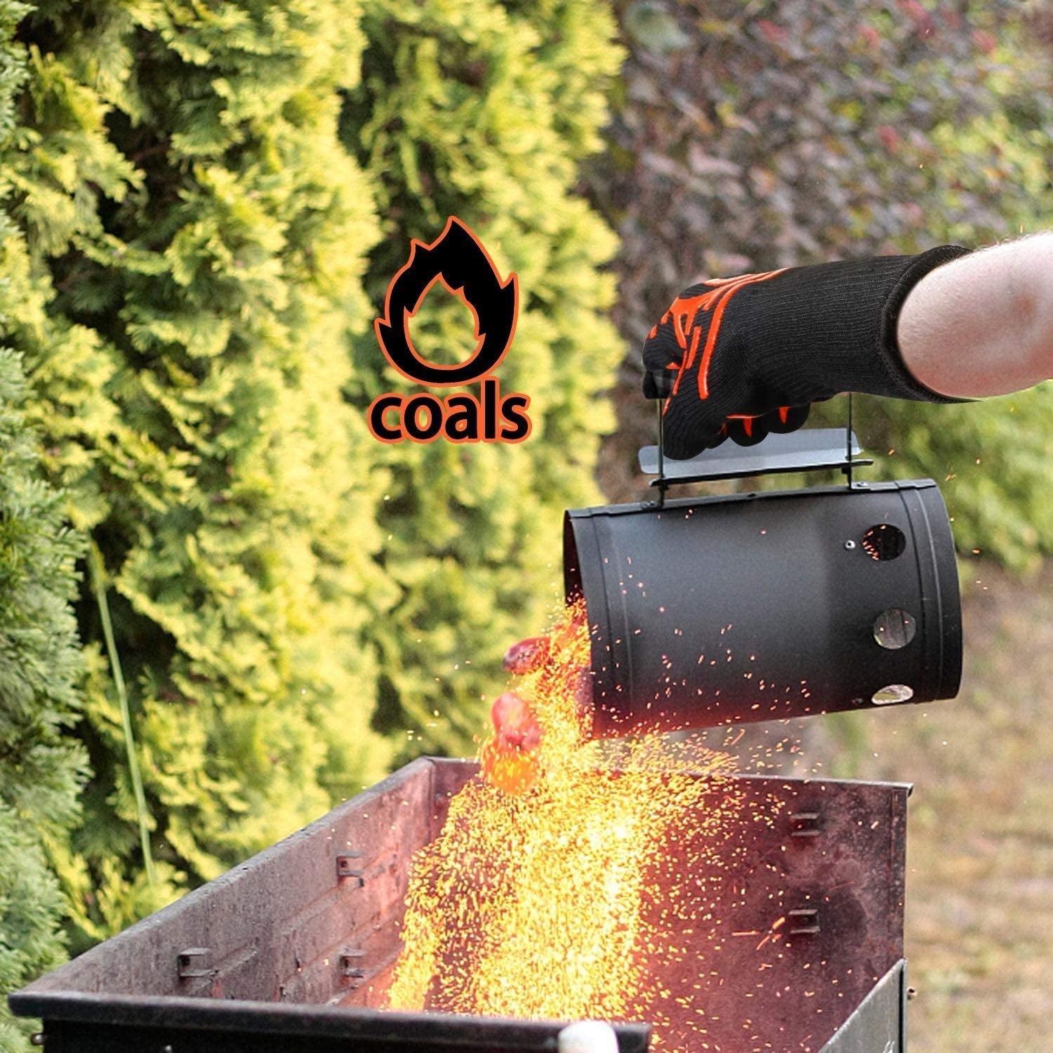 BBQ Grill Gloves, 1472°F Heat Resistant Barbecue Gloves Oven Mitts for Kitchen Garden BBQ Grilling and Outdoor Cooking Campfire, EN407 Certified, 1 Pair, 13 Inch Long Extra Forearm Protection