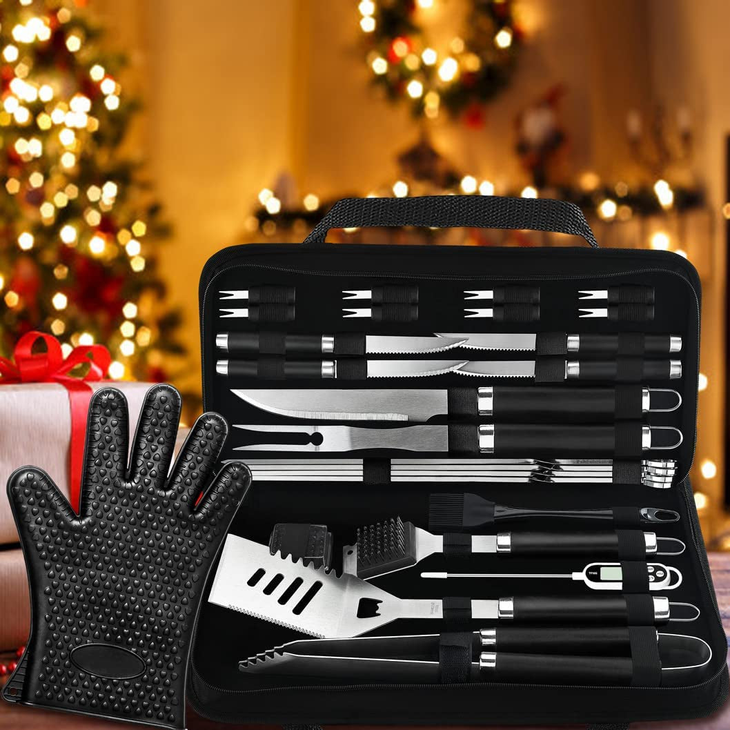 26PCS Grill Accessories for Outdoor Grill Utensils Set Stainless Steel BBQ Tools Grilling Tools Set for Christmas Birthday Presents, Barbecue Accessories Kit Ideal Grilling Gifts for Men Women