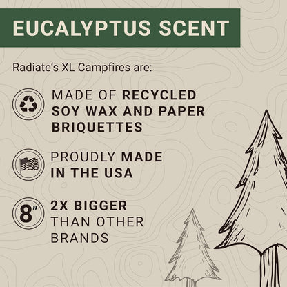 Radiate XL 8" Portable Campfire as Seen on Shark Tank - up to 5 Hours of Burn Time - Reusable Travel Fire Pit for Camping and Beach - Great Alternative to a Real Fire - Made in USA (Eucalyptus Scent)