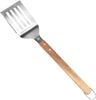 BBQ-AID Pro BBQ Metal Spatula - 17" Barbecue Spatula Stainless Steel with Serrated Knife Edge -Solid & Sturdy Turner Spatula- Acacia Wood Handle- Heavy Duty Built to Last Kitchen Spatula