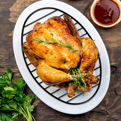 Oval Roasting Rack with Integrated Feet, Non-Stick Coating, Baking Rack Easy to Clean for Cooking, Roasting, Drying, Grilling 12×8.5 Inches Black