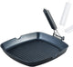 Grill Pan with Folding Handle, Nonstick Grill Pan for Stove Tops, Induction Compatible KBBQ Grill Pan with Pour Spouts, Indoor Square BBQ Grilling Pan… (11 In)