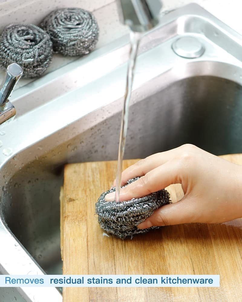 12Pcs Scourer Steel Wool Scrubber - Steel Wool for Cleaning Dishes Pans Pots Ovens Grills Stainless Steel Scrubber for Kitchen Sinks Cleaning Steel Wool Pads Metal Scrubber 12 Pack