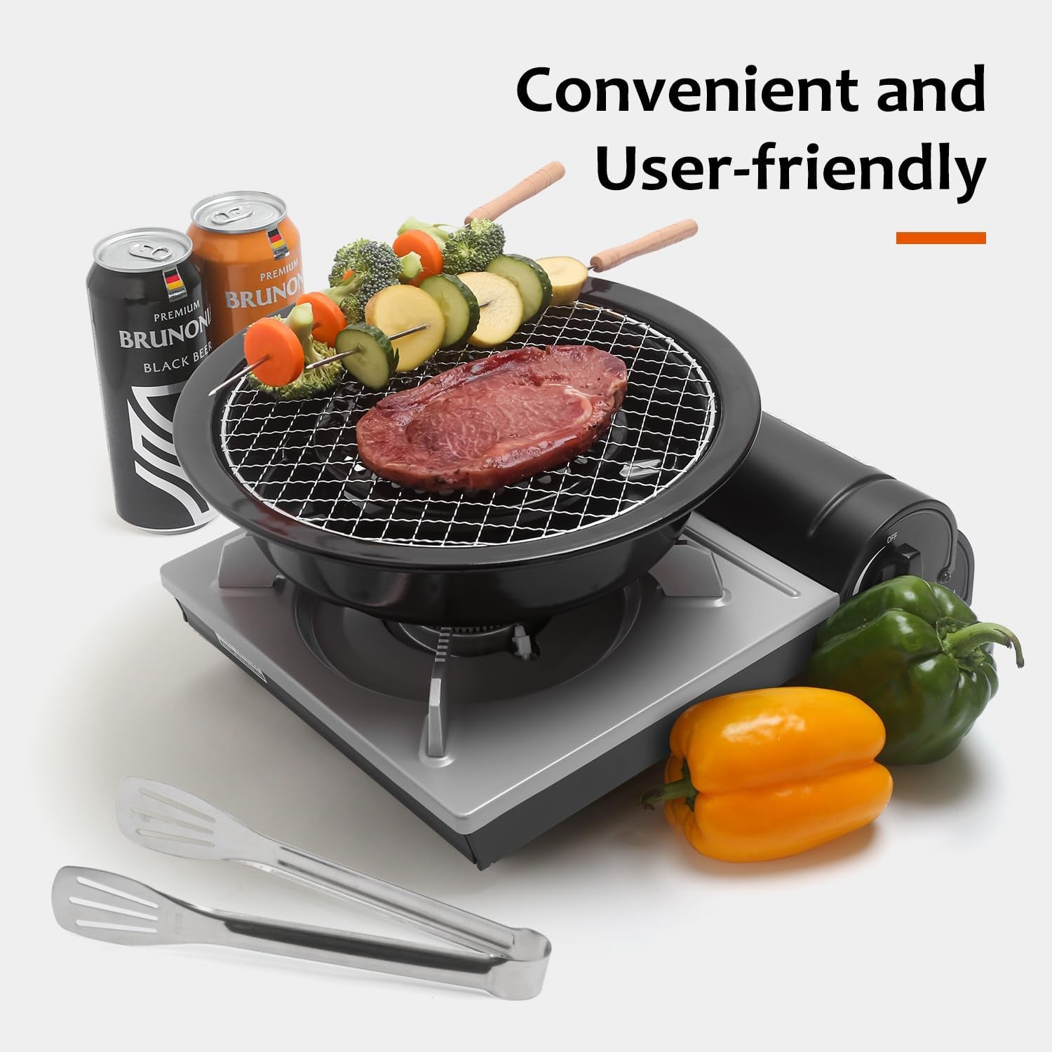 Korean Cookware Aburi Stove Top Grill Pan, Black, Korean BBQ Grill Plate Complete with a Built-In Water Pan Free 304 Stainless Steel Barbecue Tongs (Japan Import)