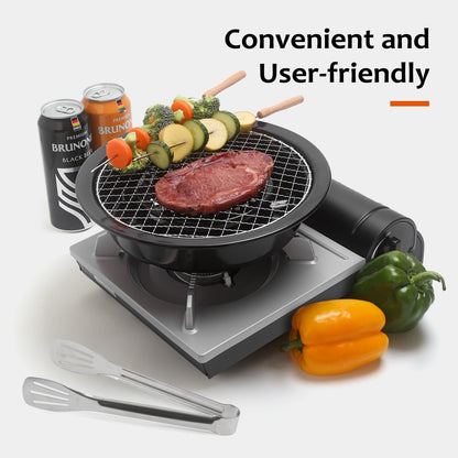 Korean Cookware Aburi Stove Top Grill Pan, Black, Korean BBQ Grill Plate Complete with a Built-In Water Pan Free 304 Stainless Steel Barbecue Tongs (Japan Import)