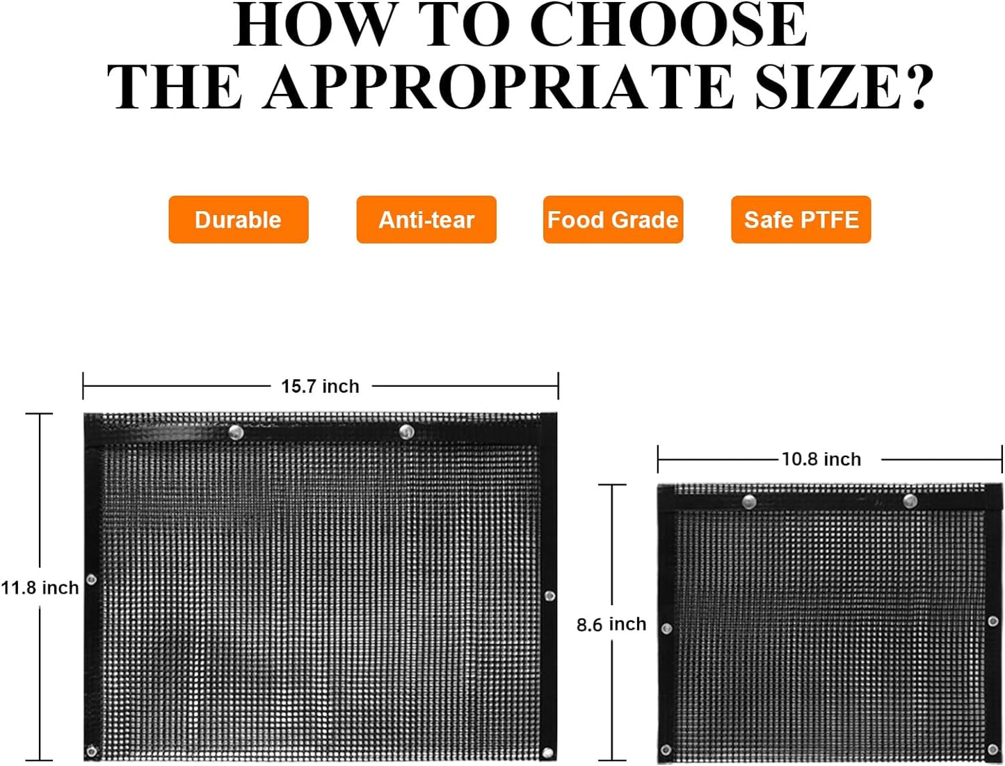 Large BBQ Mesh Grill Bags Set 2 Reusable Non-Stick Grill Bag for Charcoal Gas Electric Grills&Smokers Pitmasters Heat Resistant Barbecue Bag Vegetables Grilling Pouches Grill Accessories BBQ Tools