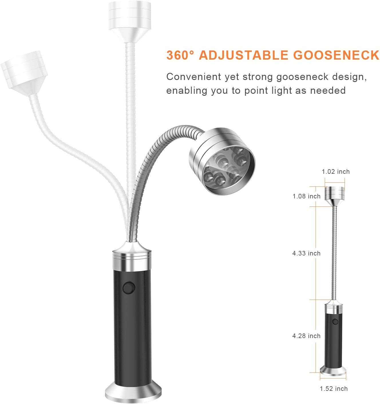 BBQ Grill Light Grilling Accessories for Outdoor, Magnetic Barbecue LED Night Lamp Flexible Gooseneck Cool Traveler Supplies Lighter, Men Dad Gift Pellet Smoker Griddle Gadget