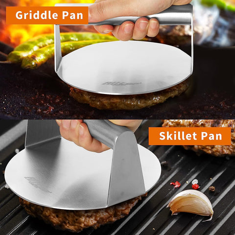 Image of ALLTOP Smash Burger Press,Stainless Steel Non-Stick Smasher Hamburger Press -Patty Maker for Flat Top Griddle,Grill,Bbq - round Kitchen Tool (5.5 Inch)