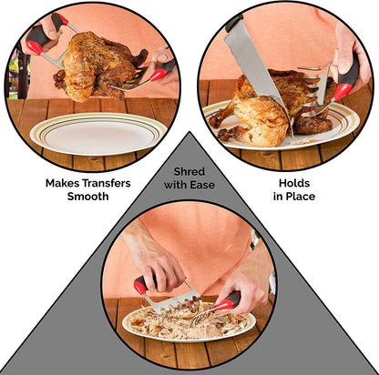 Ultimate Barbecue Accessories Set with Pulled Pork Claws - Heat Resistant Gloves and Pulled Pork Shredder Makes a Perfect Smoker Accessories Gifts for Men (Red Glove-Claw)