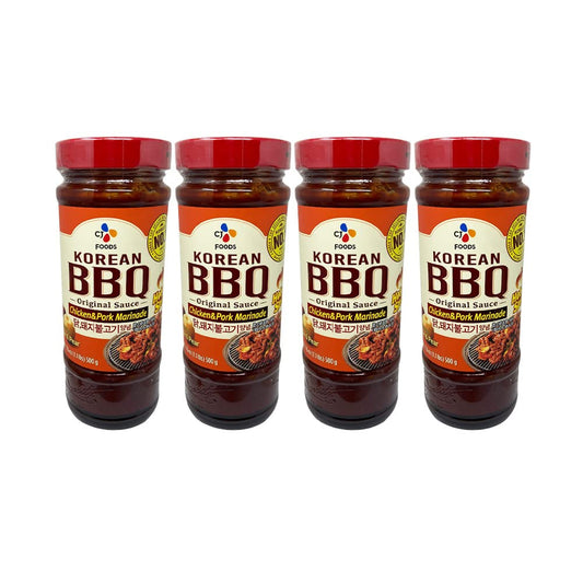 CJ Korean BBQ Chicken & Pork Marinade Sauce (Hot & Spicy) 17.63Oz (4 Pack)