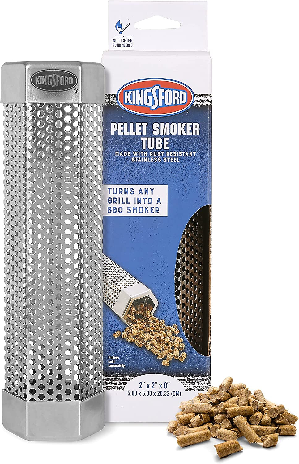 8 Inch Pellet Smoker Tube Hexagon with Box | Pellet Tube Smoker Turns Any Grill into BBQ Smoker | Pellet Smoker Tube, Pellet Smoker Box, Grilling Tools, Smoker Pellets from ,Silver