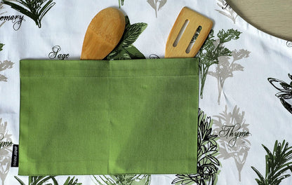 Herb Garden Apron | 27.5 X 33 Inches | 100% Natural Cotton | Womens Apron for Cooking, Baking, Gardening | Convenient Pockets and Adjustable Strap at Neck & Waist Ties