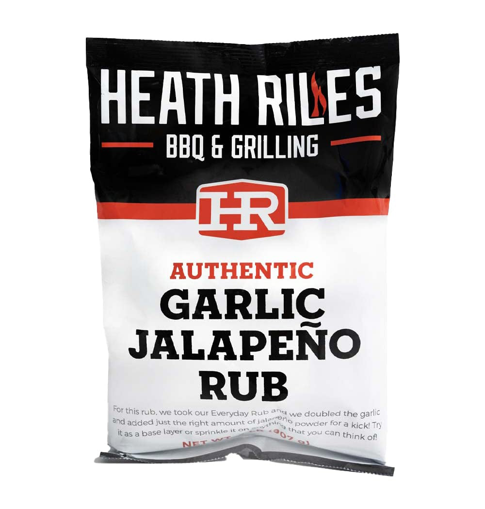 Heath Riles BBQ Rub, Garlic Jalapeño Rub Seasoning, Champion Pitmaster Recipe, Shaker Spice Mix, 2 Lb./32 Oz.