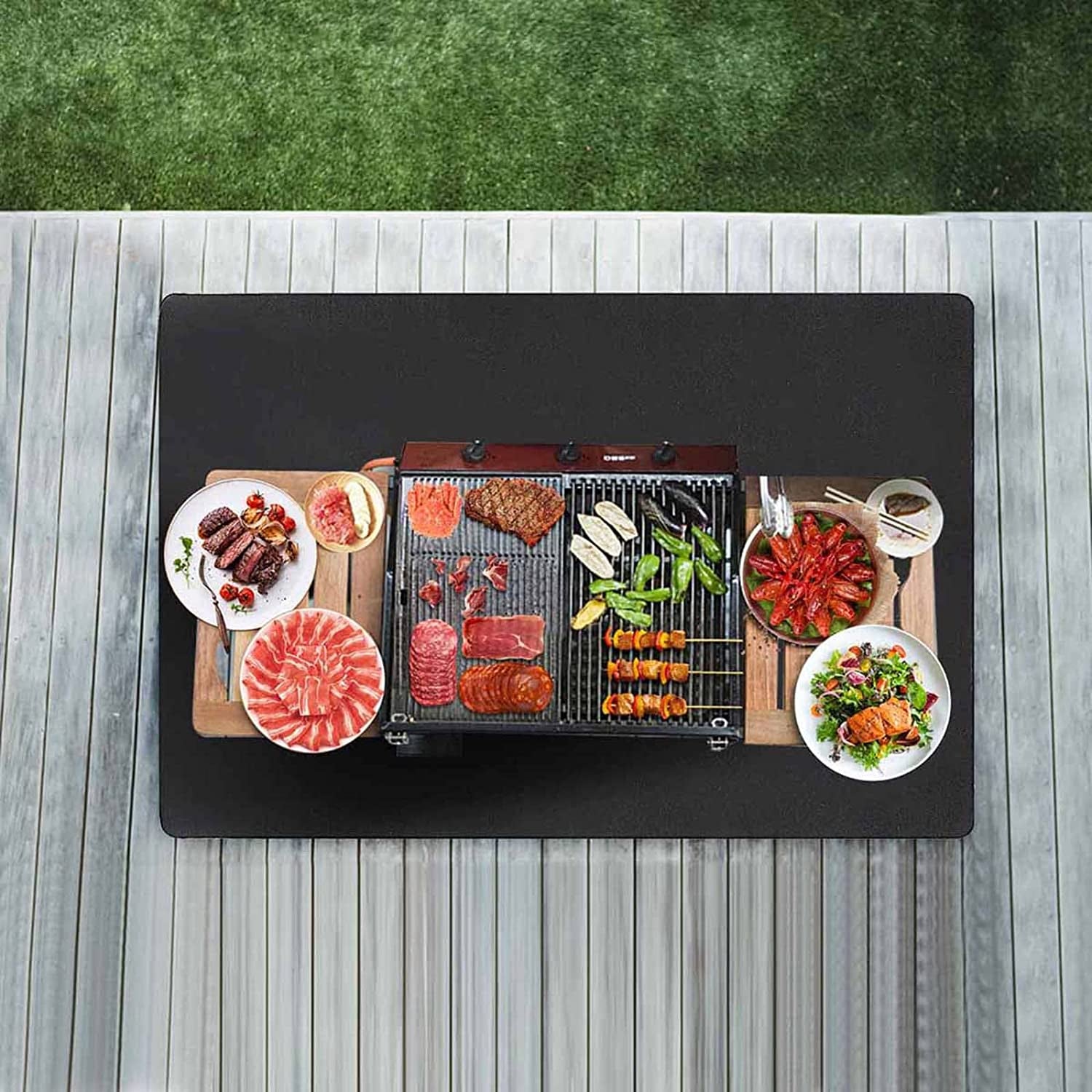 under Grill Mat, 40 X 60 Inches Absorbent Oil Pad Protects Decks and Patios, Reusable and Waterproof, Black
