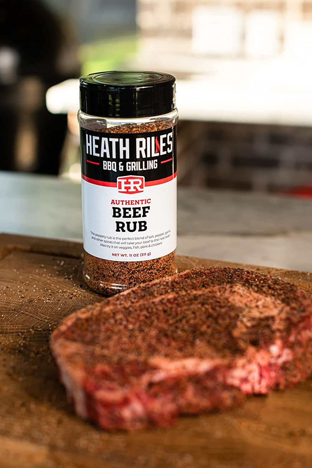 Heath Riles BBQ Beef Rub Seasoning, Champion Pitmaster Recipe, Shaker Spice Mix, 11 Oz.