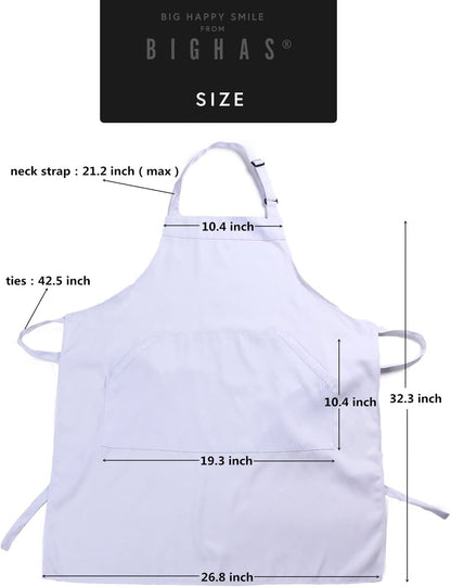 Adjustable Bib Apron with Long Ties for Women Men 18 Colors Chef Kitchen Cooking
