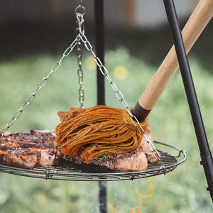 Danzix 2 Pack BBQ Basting Mop, Professional Barbecue Sauce Large Mop with Wood Handle Washable Head with 2 Pack Extra Replacement Heads for Cooking Roasting Grilling